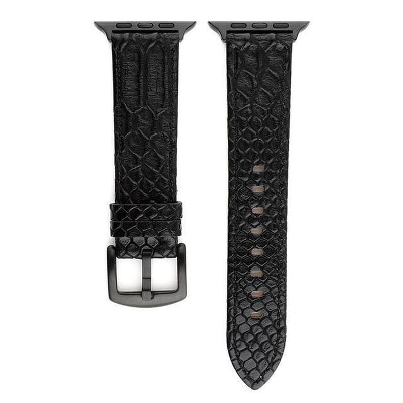 Snake Skin Apple Watch Leather Band Black / 38MM The Ambiguous Otter