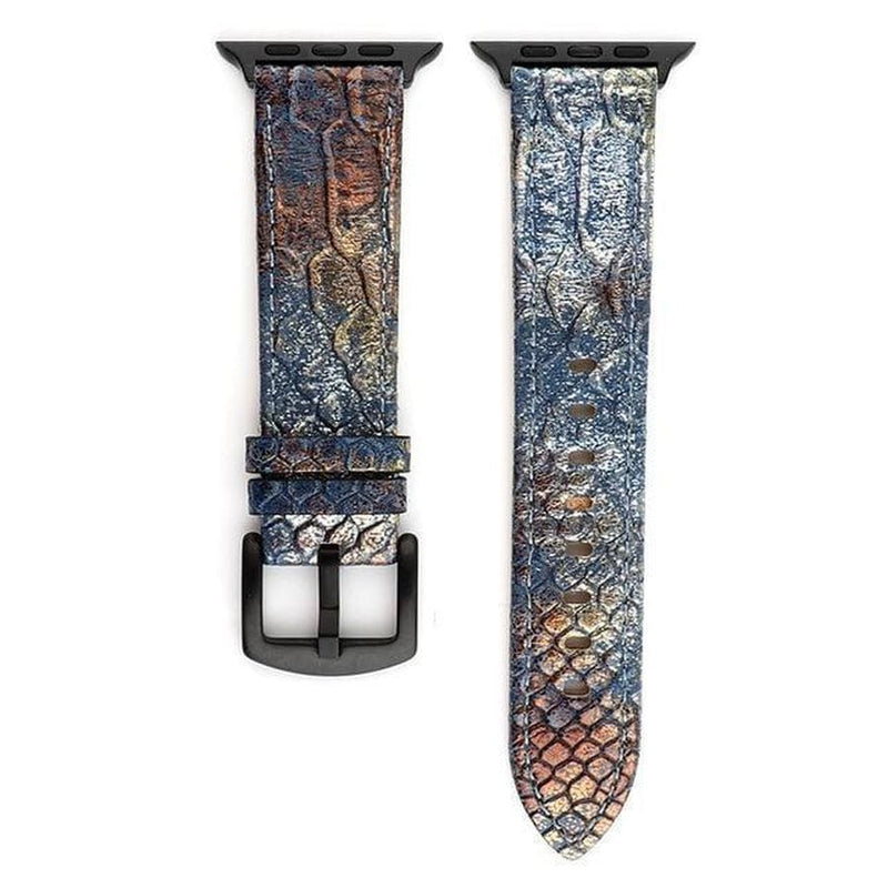 Snake Skin Apple Watch Leather Band Blue / 38MM The Ambiguous Otter