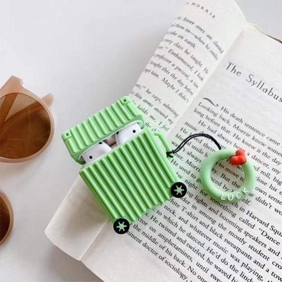Square & Circular Suitcase AirPods Case Green The Ambiguous Otter